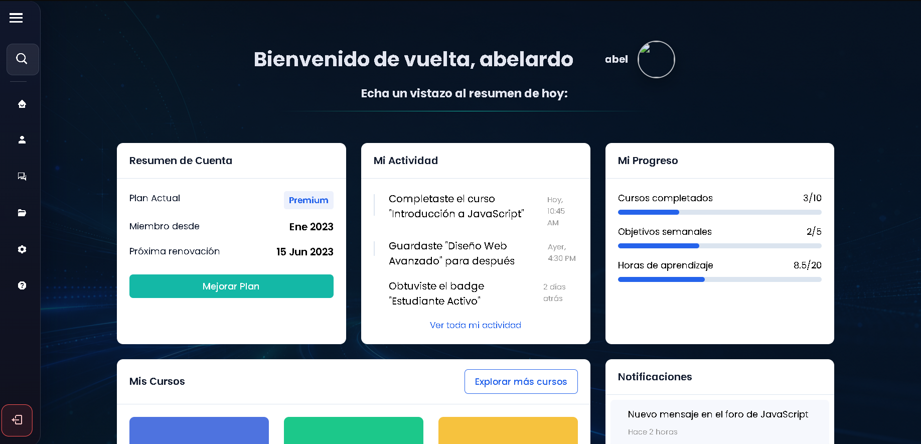 Pantallazo del proyecto MyPage