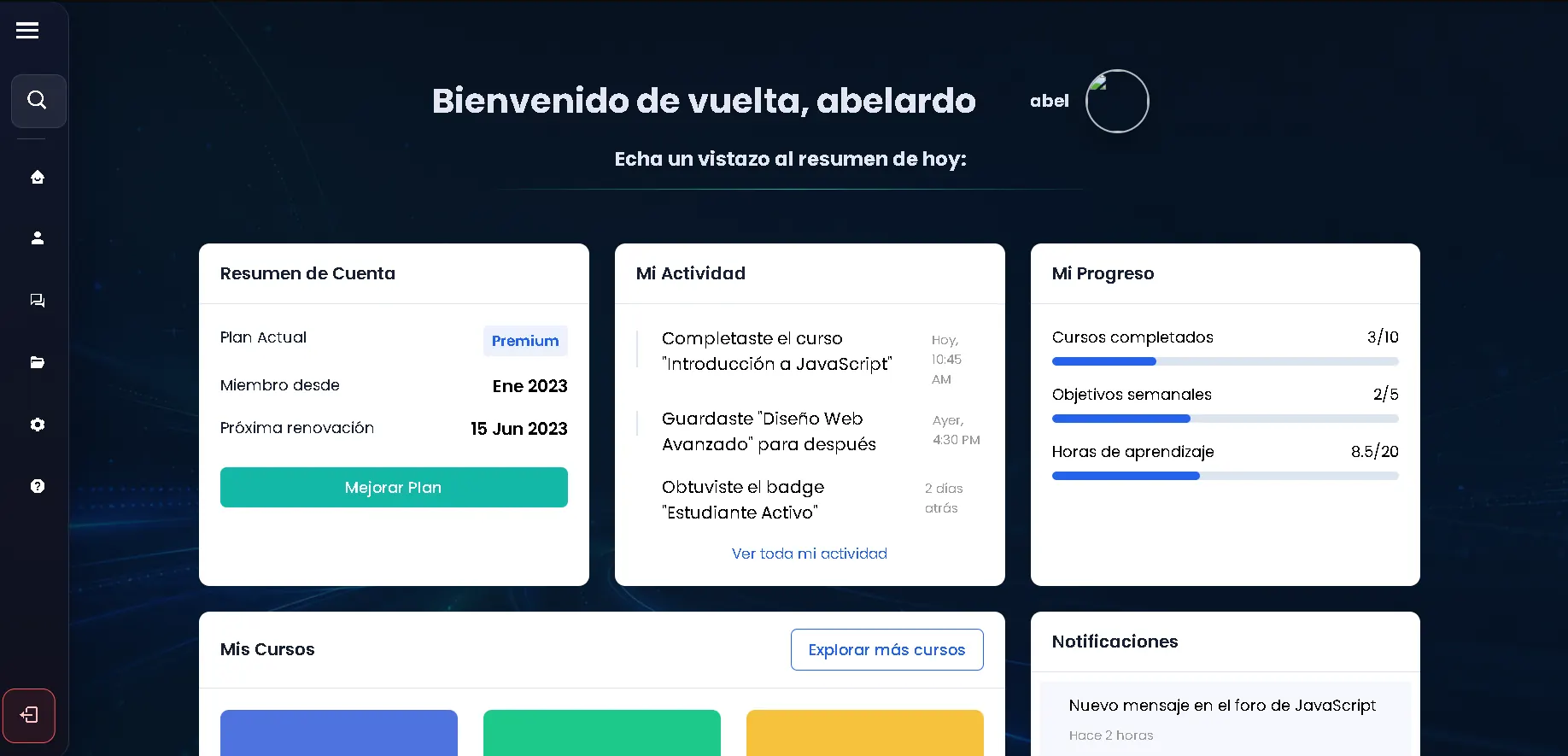 Pantallazo del proyecto MyPage